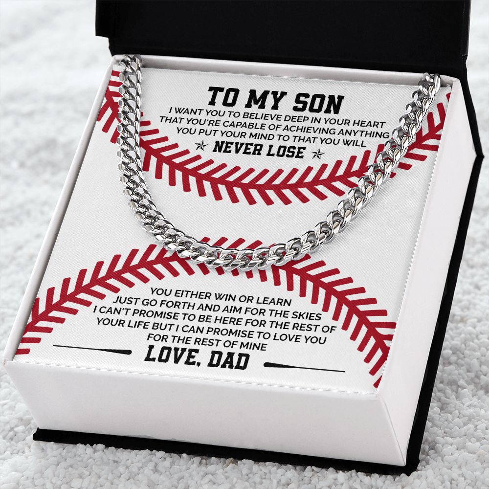To My Son Never Lose love From Dad - 14K yellow gold Cuban Chain For Men