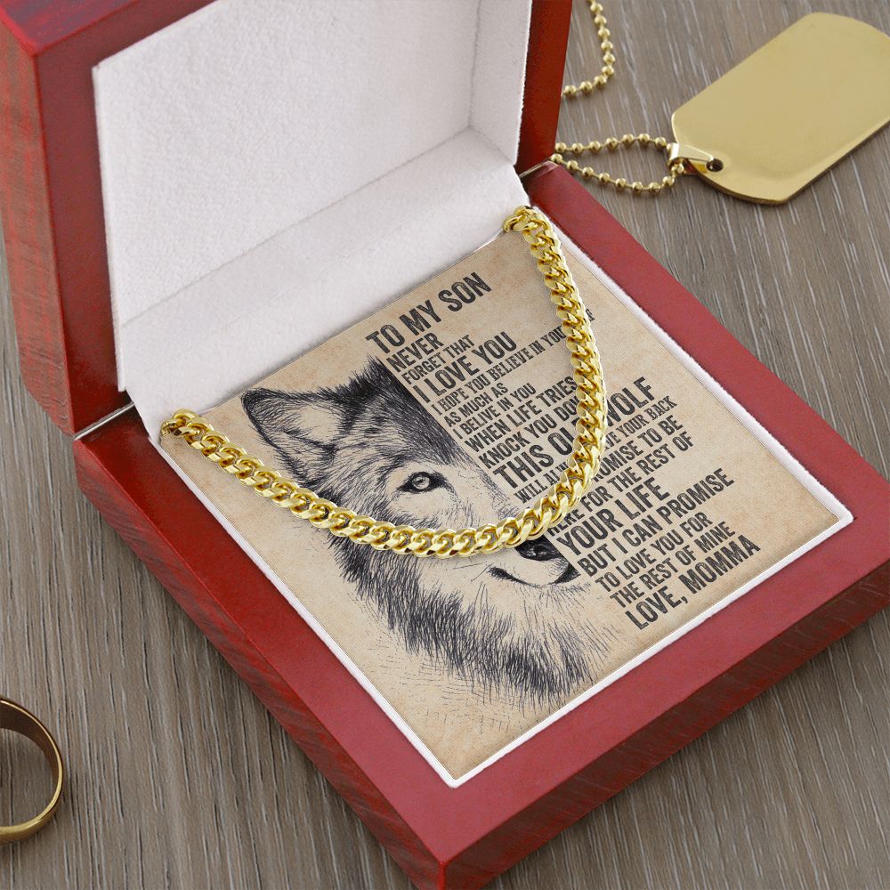 To My Son Never Forget That I Love You - 14k Yellow Gold Finish Lovely Gifts From Mamma With Heartfelt Message Card