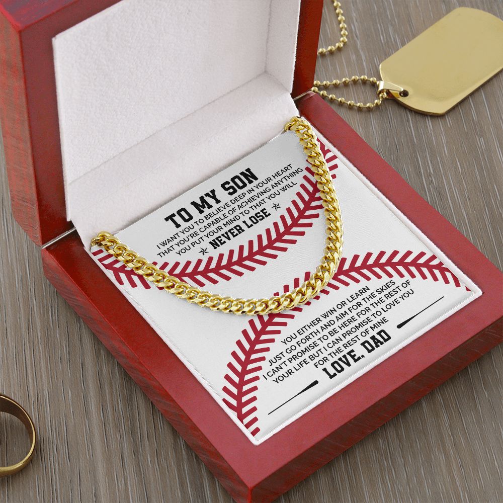 To My Son Never Lose love From Dad - 14K yellow gold Cuban Chain For Men
