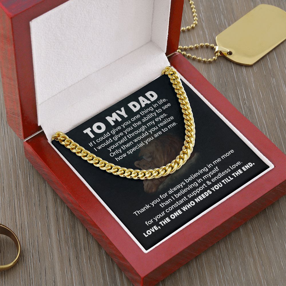 Dad Necklace Gift from Daughter with Lion Message Card