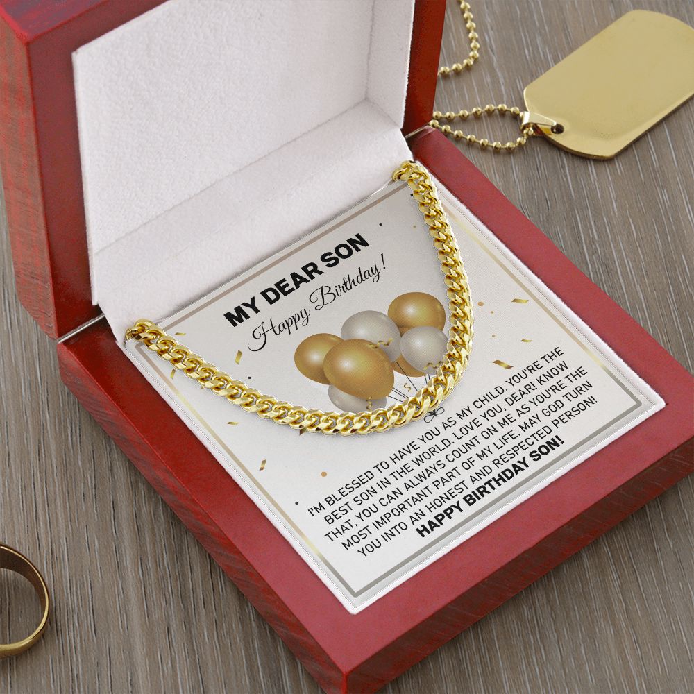 My Dear Son Happy Birthday From Dad And Mom - Gift To Make Him Happy Stainless Steel Cuban Chain