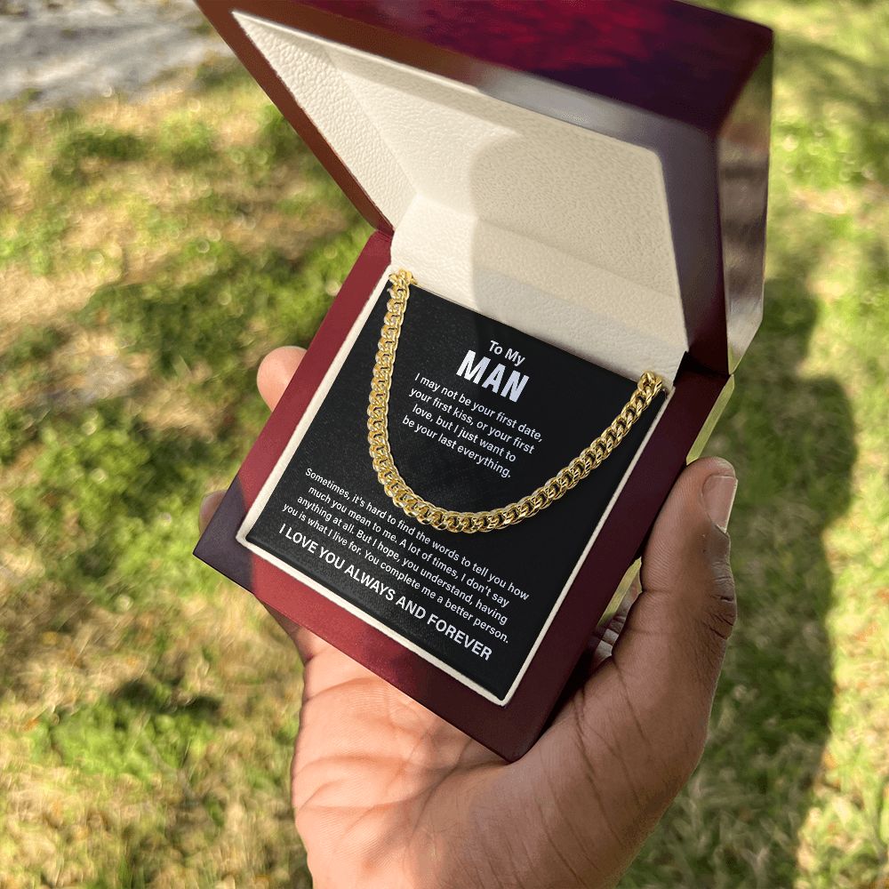 Cuban Chain Necklace Gift for Man with Love Message Card