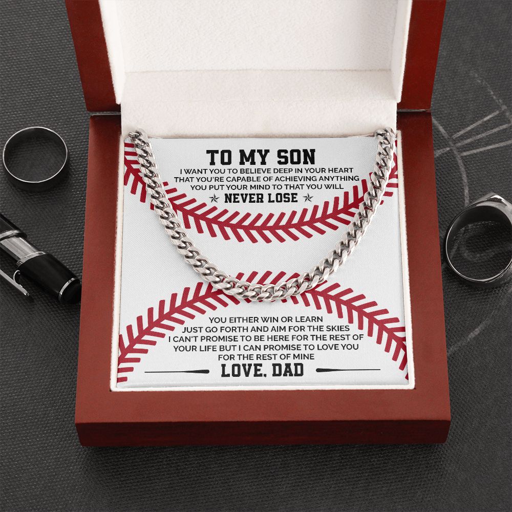 To My Son Never Lose love From Dad - 14K yellow gold Cuban Chain For Men
