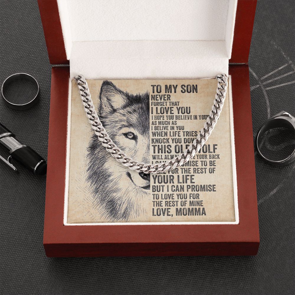 To My Son Never Forget That I Love You - 14k Yellow Gold Finish Lovely Gifts From Mamma With Heartfelt Message Card