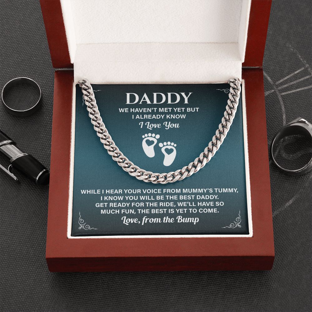 Daddy Necklace Gift From Baby Bump With Message Card