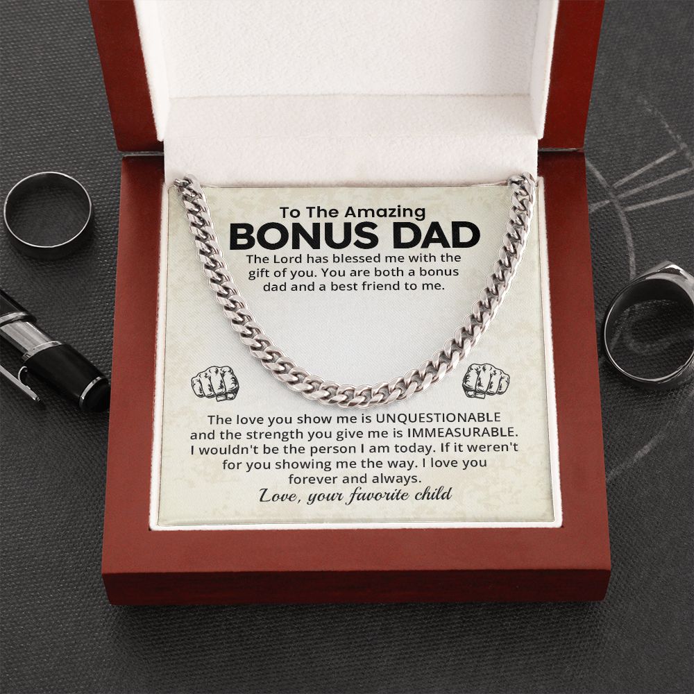 Bonus Dad Cuban Chain Necklace Gift With Loving Message