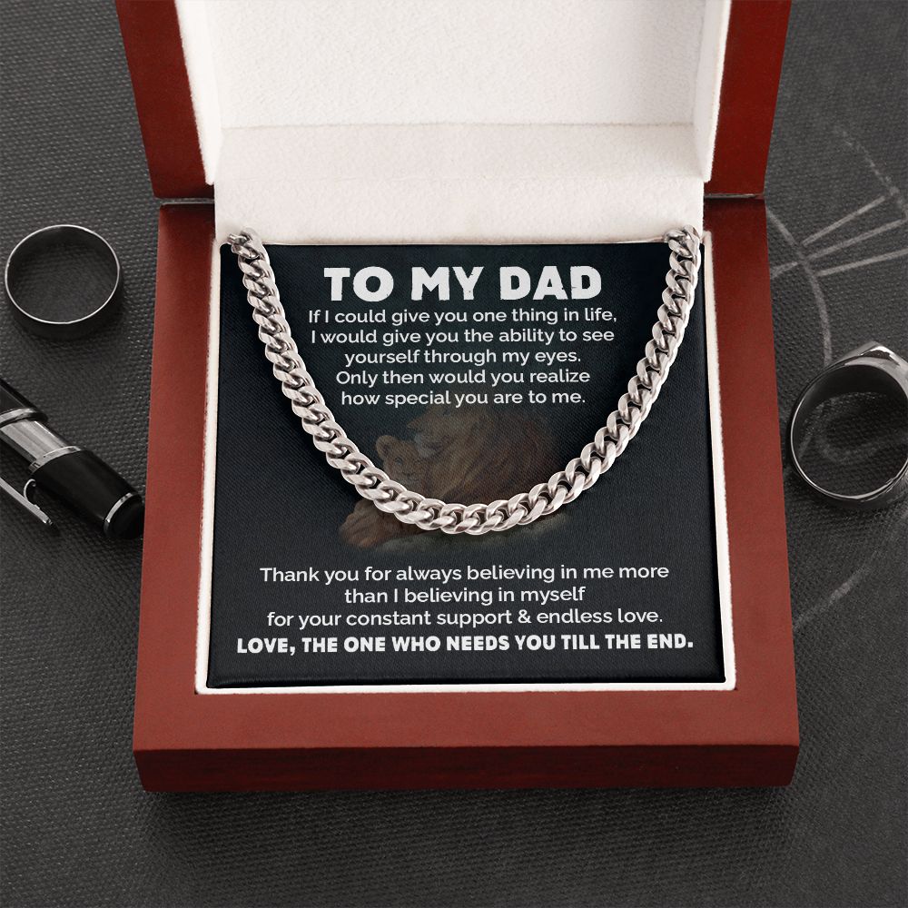 Dad Necklace Gift from Daughter with Lion Message Card