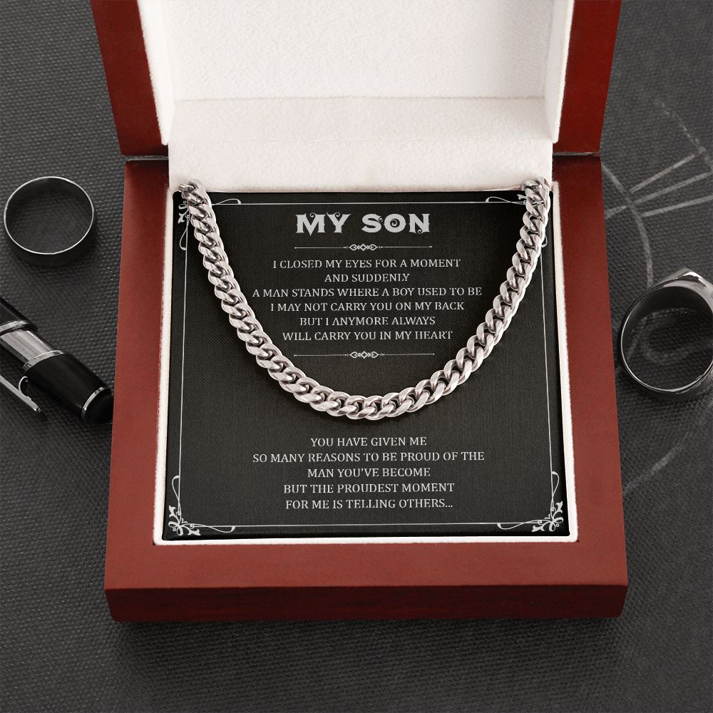 My Son Cuban Link Chain Gifts From Mom And Dad, For Birthday Christmas or Any Occasion