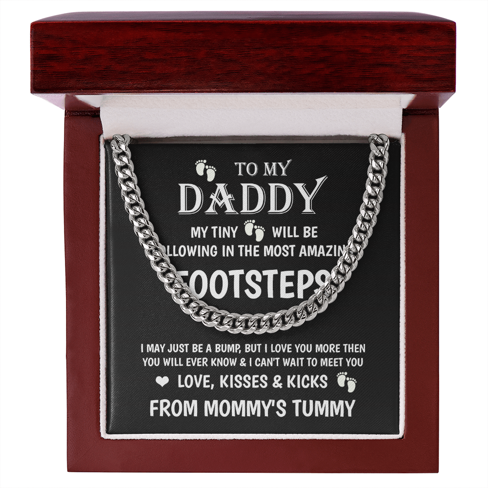 To My Daddy Gift from Unborn Baby – Cuban Chain with Heartfelt Message