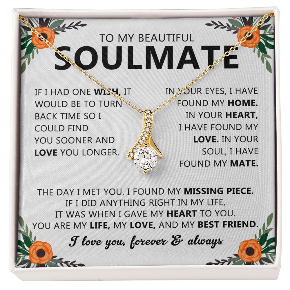 To My Beautiful Soulmate Necklace Gift for Her with Message Card and Box