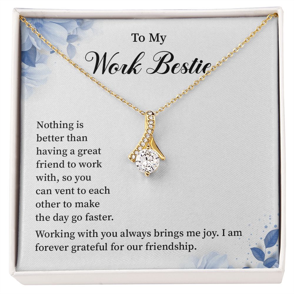 To My Work Bestie Necklace From Co-Work Friends Gift or Office Co Worker and Colleague Sentimental Gold Necklace With Massage card