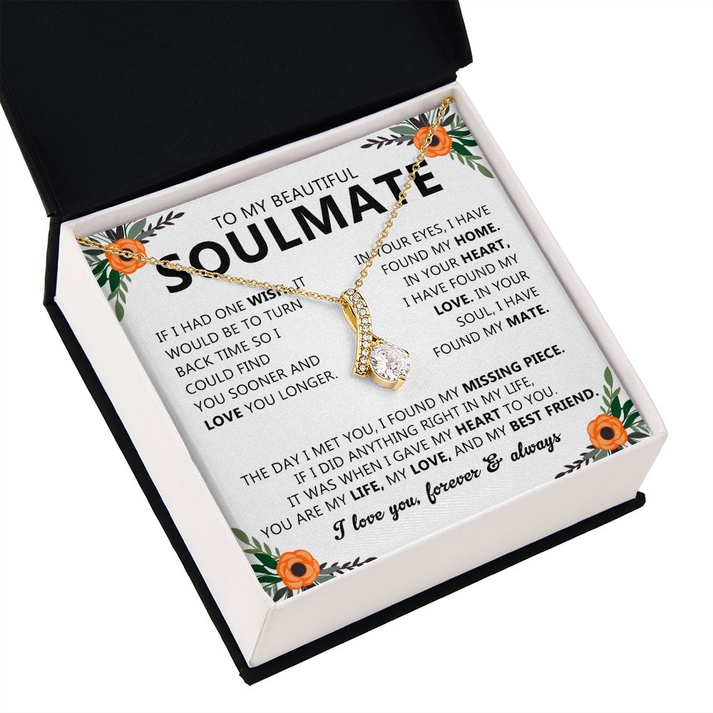 To My Beautiful Soulmate Necklace Gift for Her with Message Card and Box