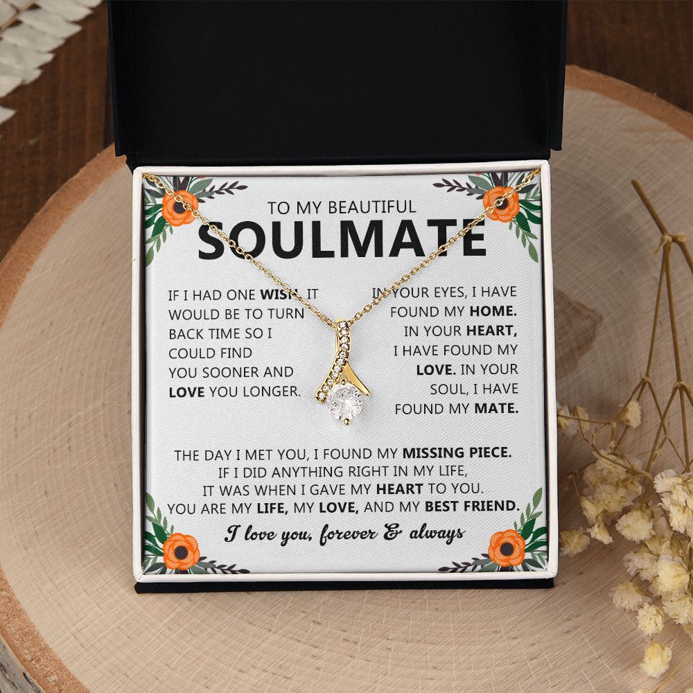Soulmate Drop Pendant Necklace with Love Card