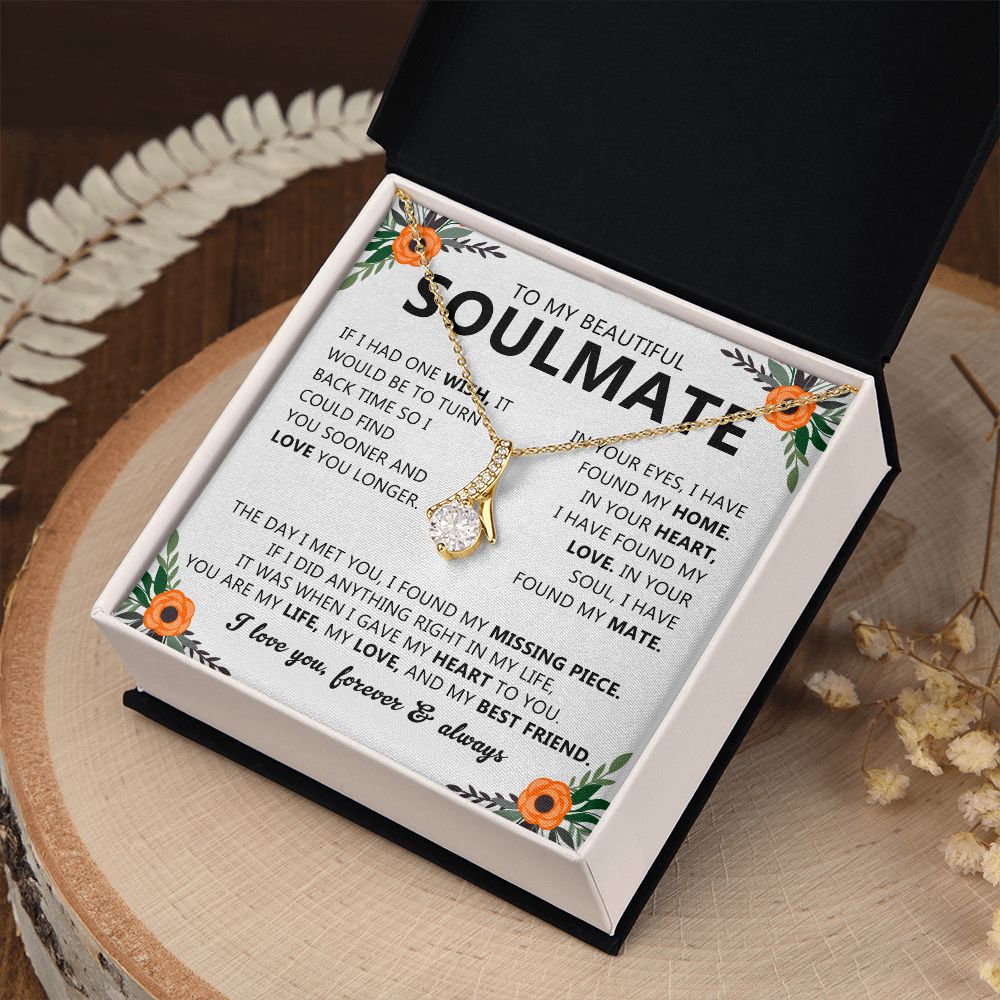 Soulmate Drop Pendant Necklace with Love Card