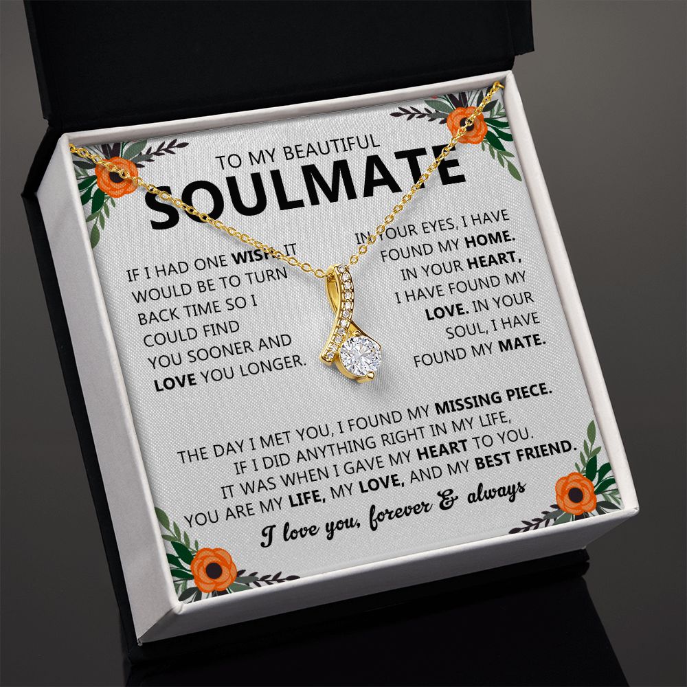 Soulmate Drop Pendant Necklace with Love Card