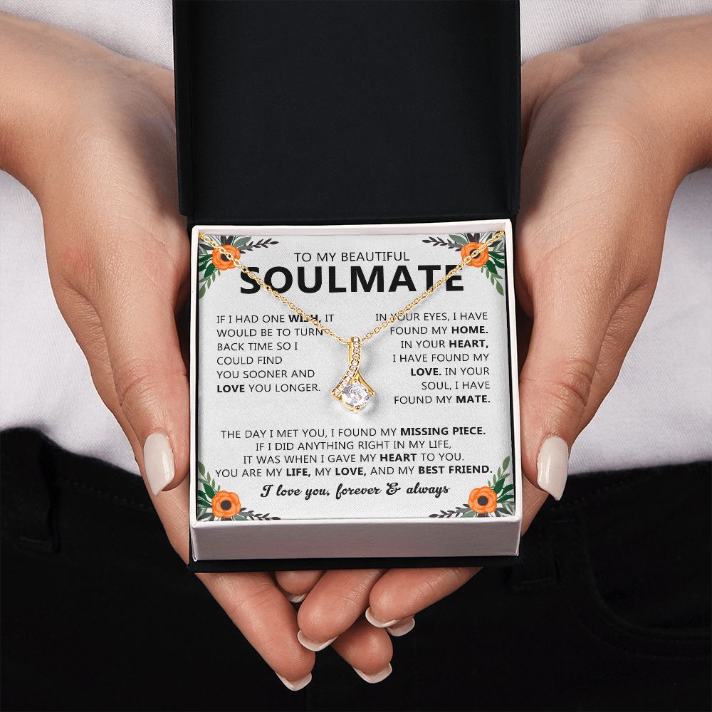 Soulmate Drop Pendant Necklace with Love Card
