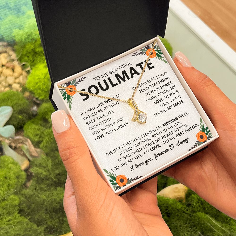 To My Beautiful Soulmate Necklace Gift for Her with Message Card and Box