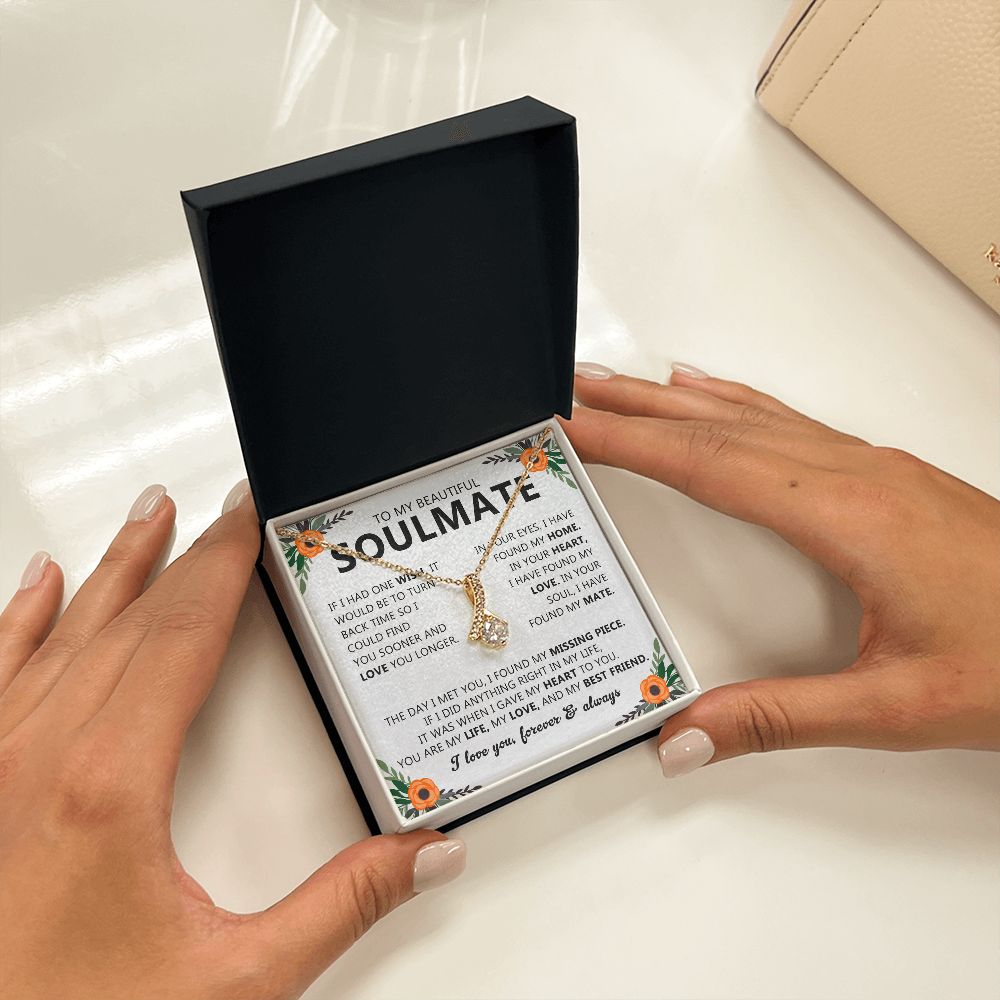 Soulmate Drop Pendant Necklace with Love Card