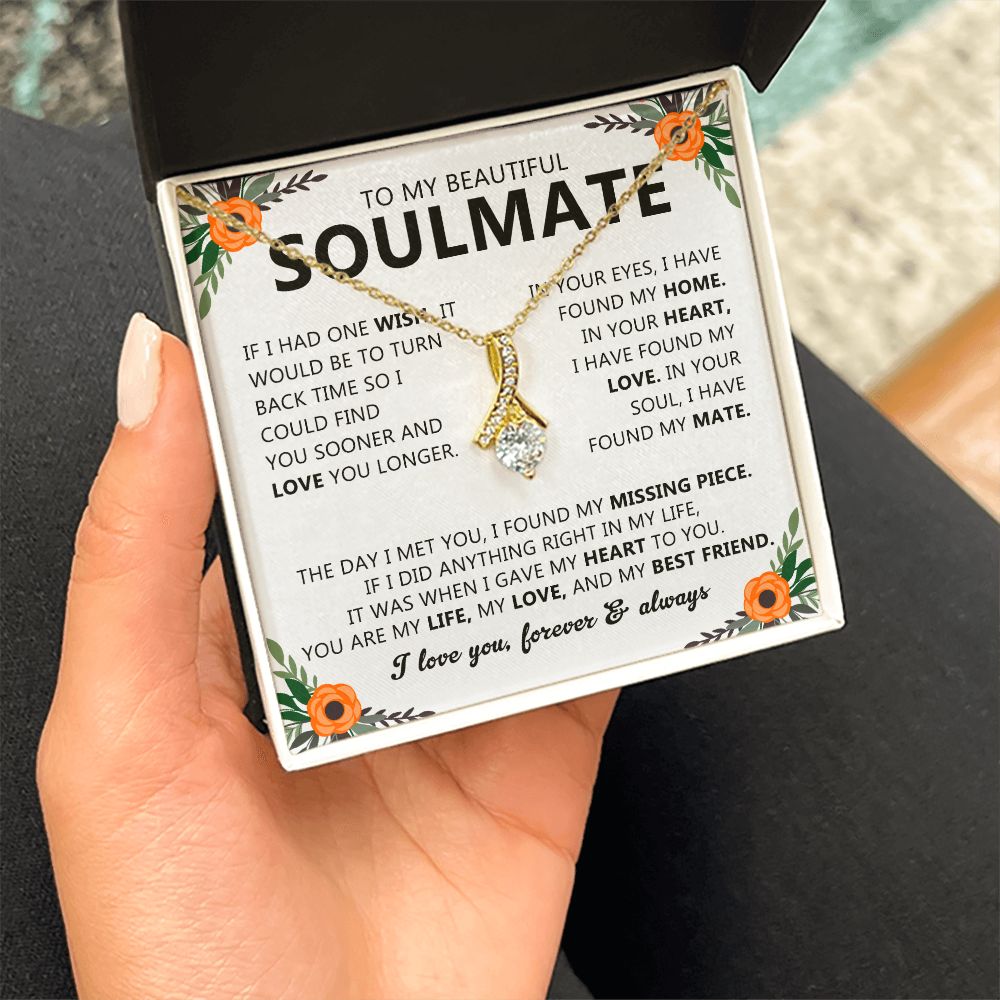 To My Beautiful Soulmate Necklace Gift for Her with Message Card and Box