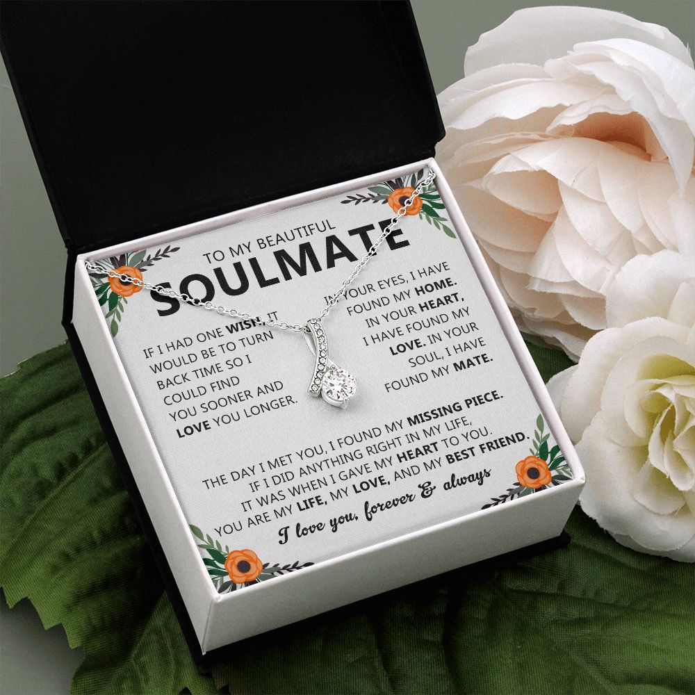To My Beautiful Soulmate Necklace Gift for Her with Message Card and Box