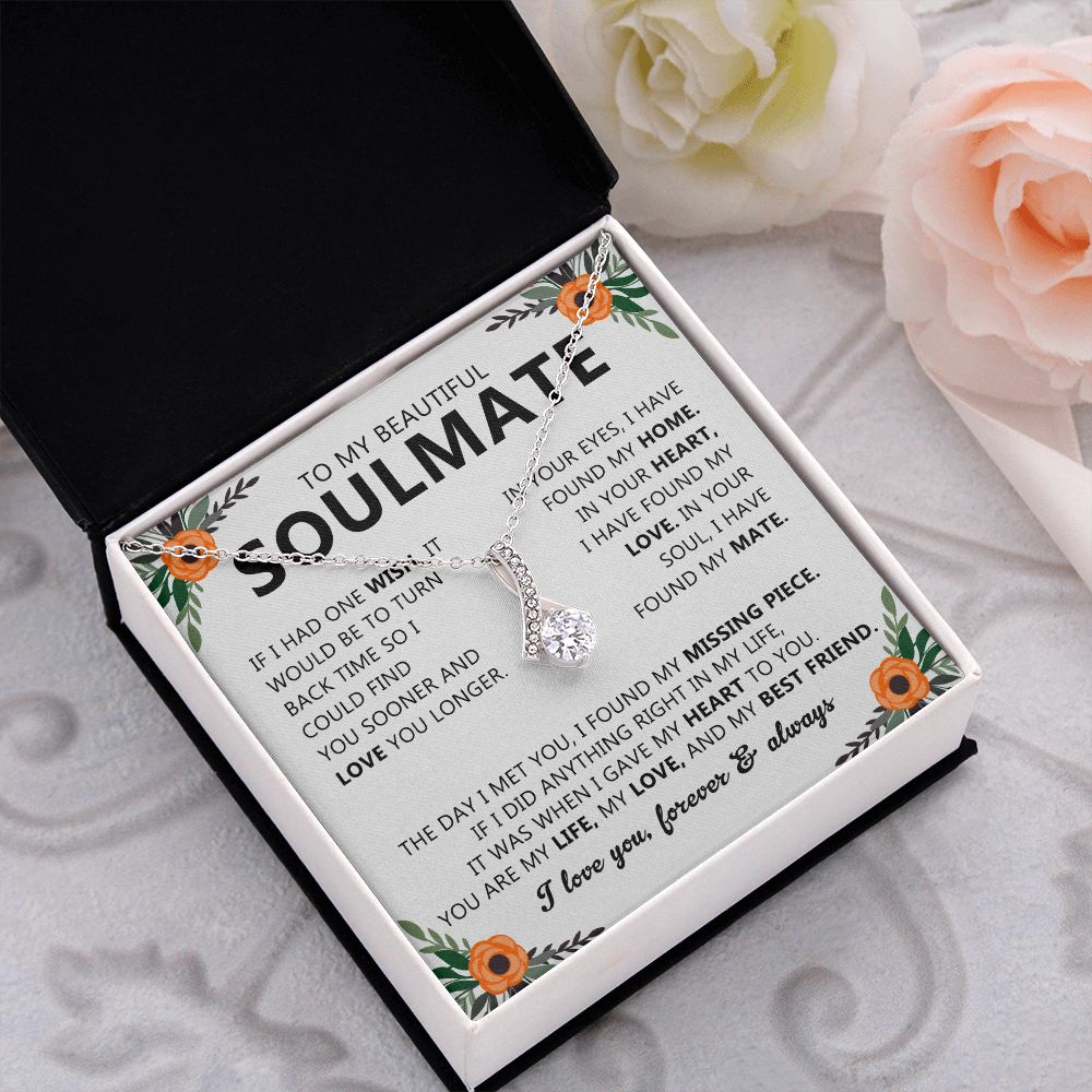 Soulmate Drop Pendant Necklace with Love Card