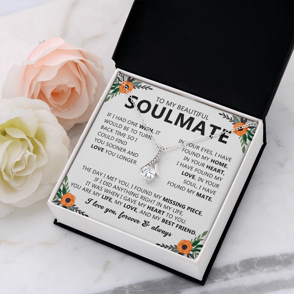 Soulmate Drop Pendant Necklace with Love Card
