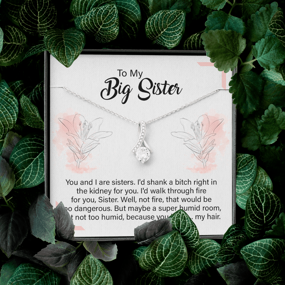 Big Sister Necklace Gift with Hilarious Quote Card