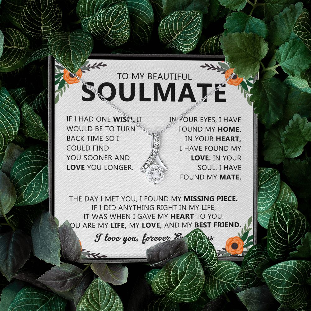 To My Beautiful Soulmate Necklace Gift for Her with Message Card and Box