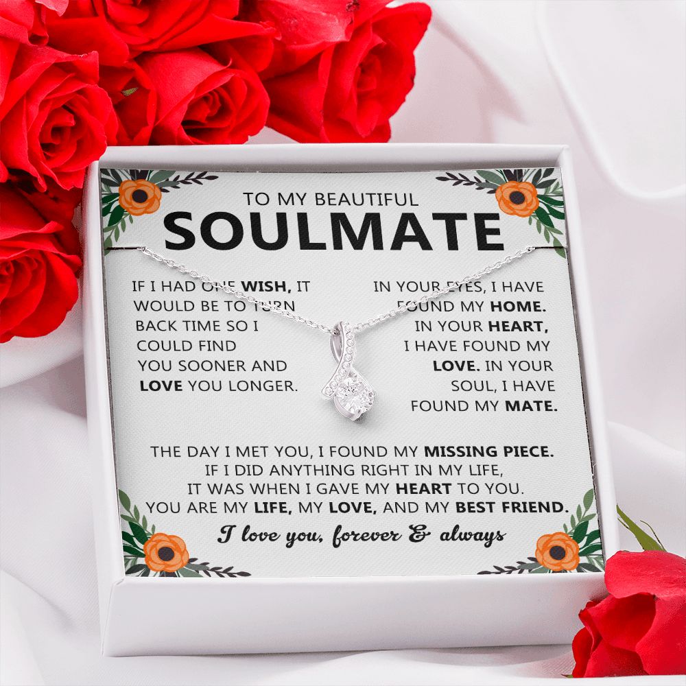 Soulmate Drop Pendant Necklace with Love Card