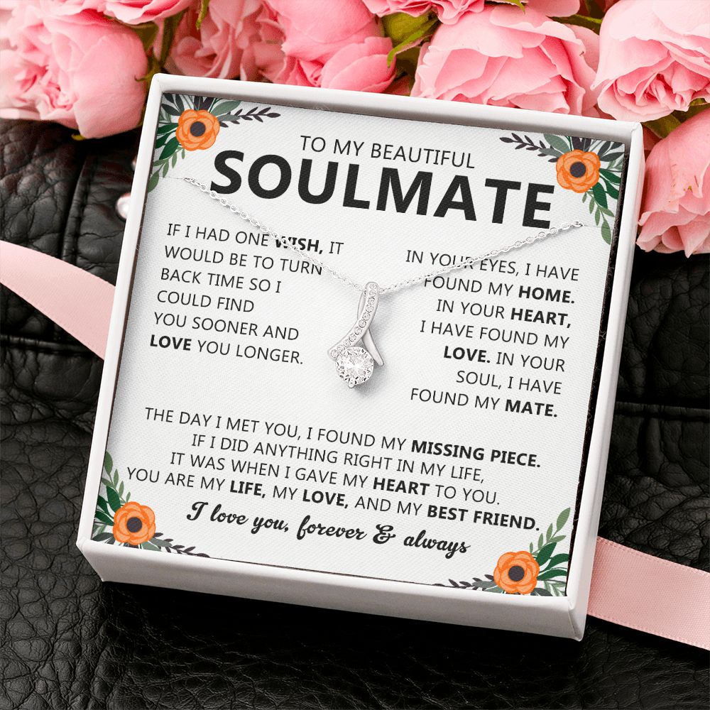 Soulmate Drop Pendant Necklace with Love Card