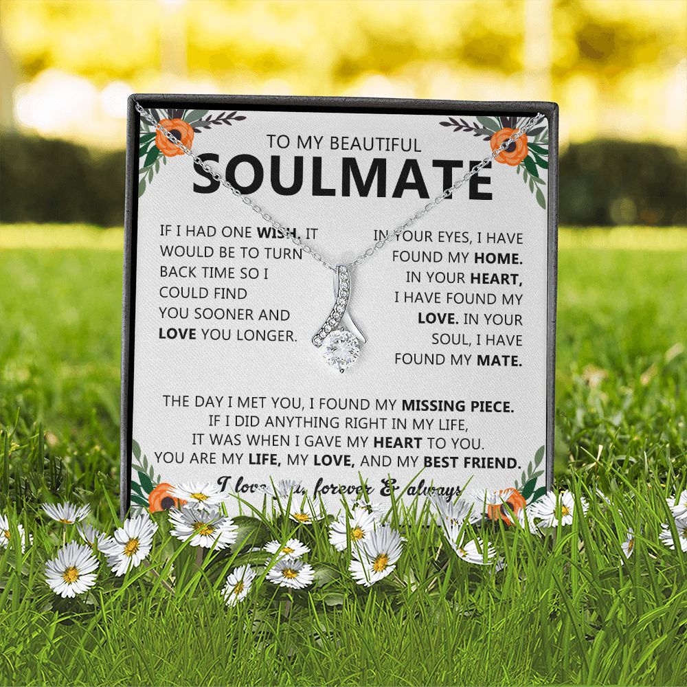 To My Beautiful Soulmate Necklace Gift for Her with Message Card and Box