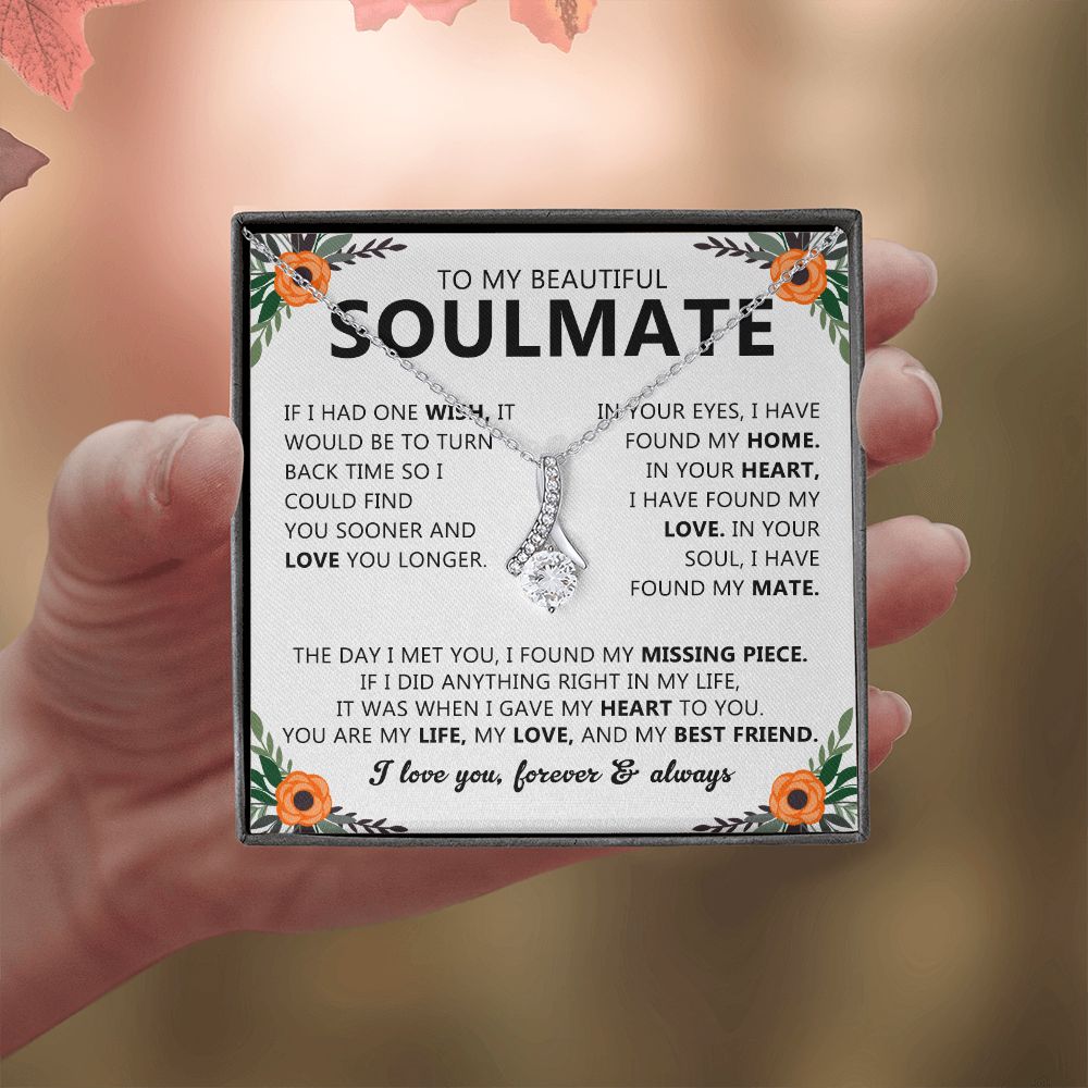 To My Beautiful Soulmate Necklace Gift for Her with Message Card and Box