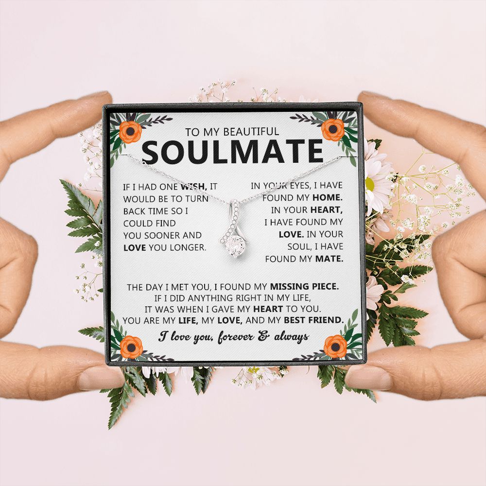 Soulmate Drop Pendant Necklace with Love Card