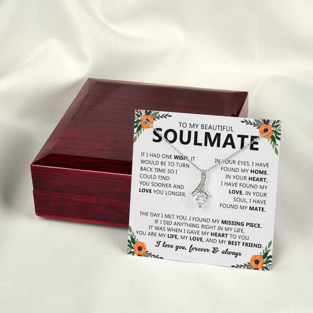 Soulmate Drop Pendant Necklace with Love Card