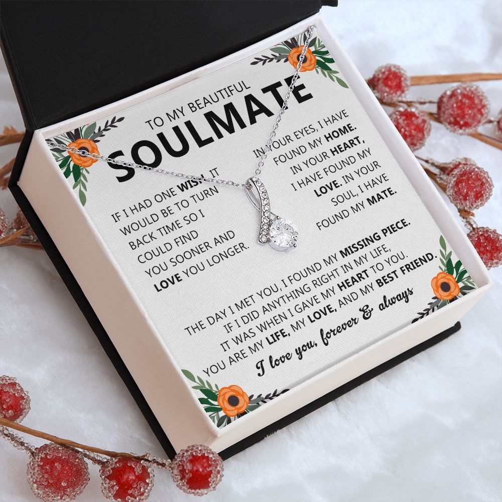 To My Beautiful Soulmate Necklace Gift for Her with Message Card and Box