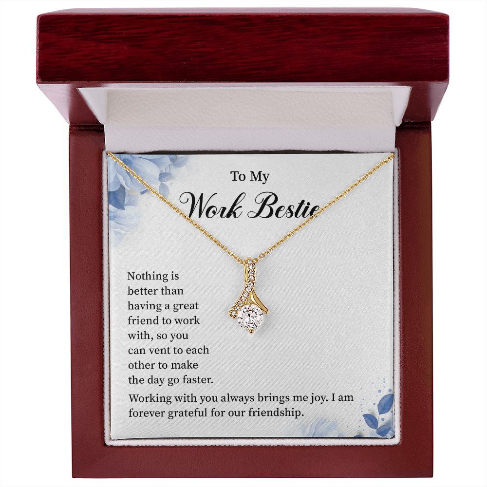 To My Work Bestie Necklace From Co-Work Friends Gift or Office Co Worker and Colleague Sentimental Gold Necklace With Massage card