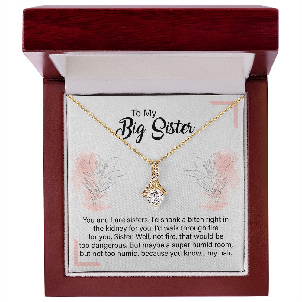 Big Sister Necklace Gift with Hilarious Quote Card