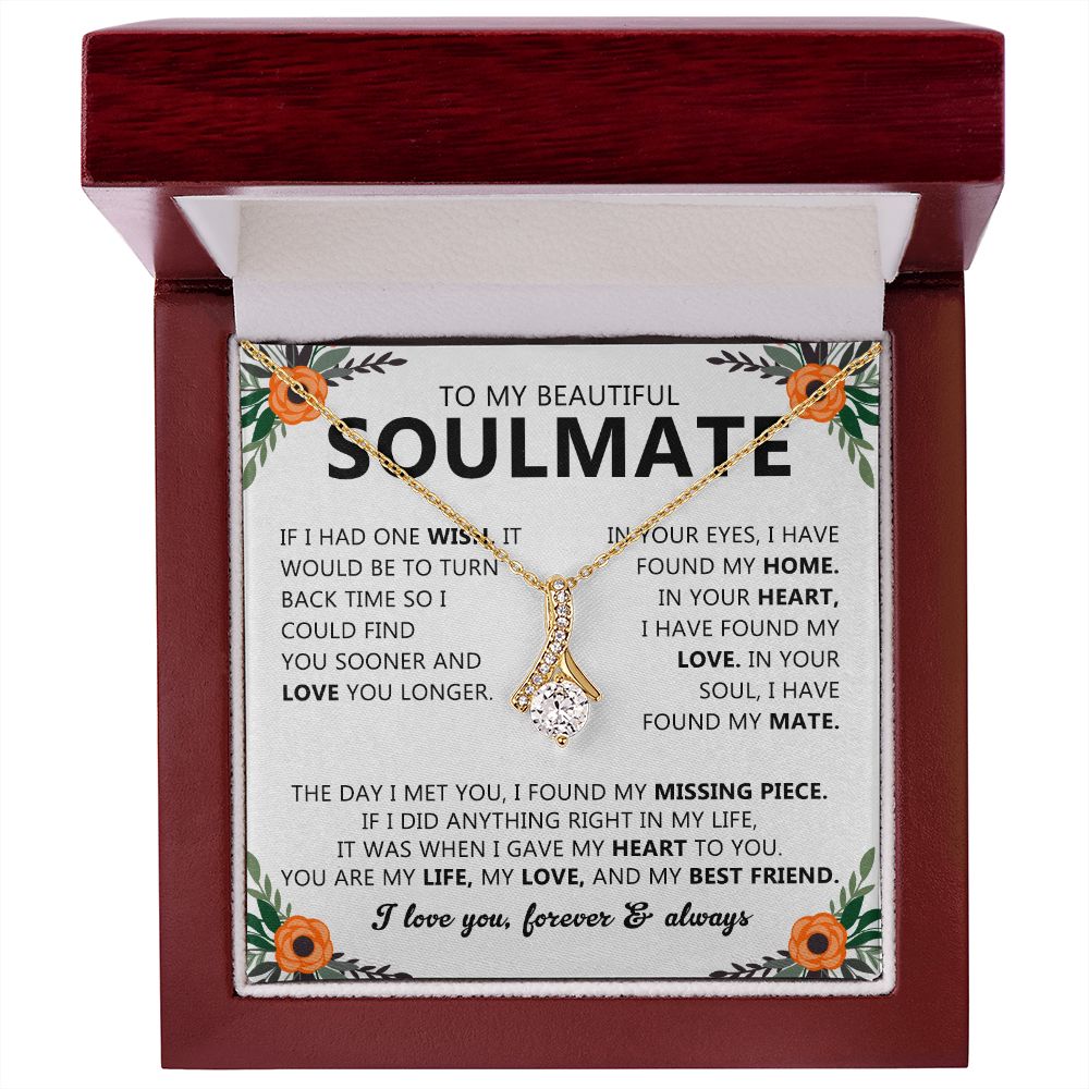To My Beautiful Soulmate Necklace Gift for Her with Message Card and Box