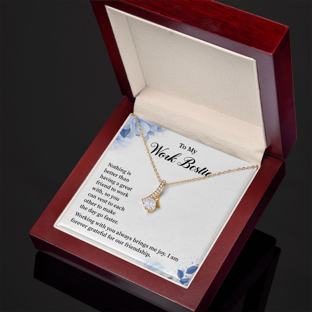 To My Work Bestie Necklace From Co-Work Friends Gift or Office Co Worker and Colleague Sentimental Gold Necklace With Massage card