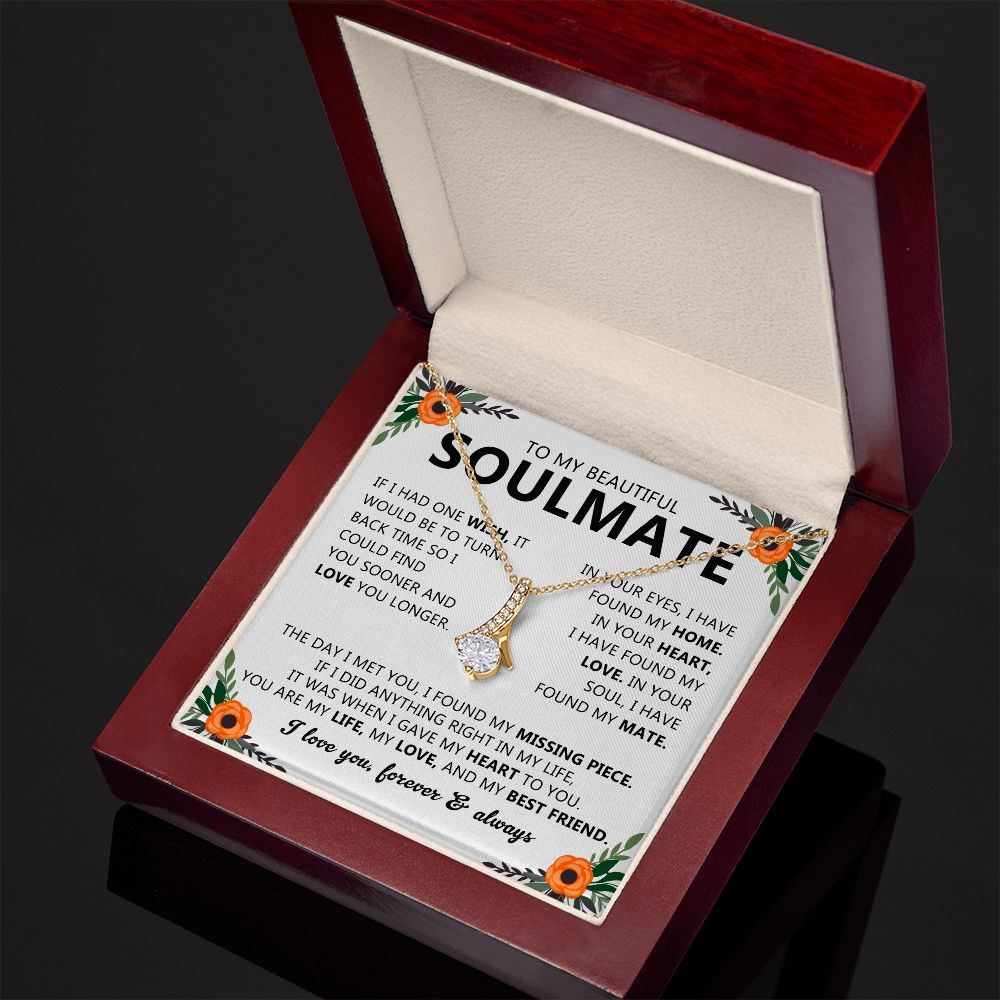 To My Beautiful Soulmate Necklace Gift for Her with Message Card and Box