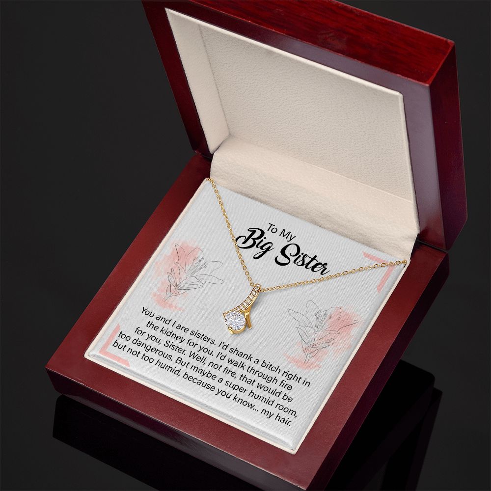 Big Sister Necklace Gift with Hilarious Quote Card