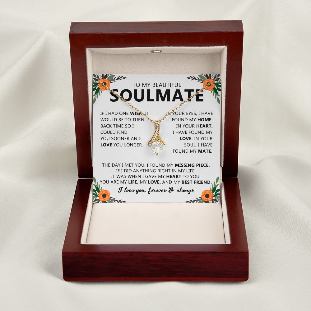 To My Beautiful Soulmate Necklace Gift for Her with Message Card and Box