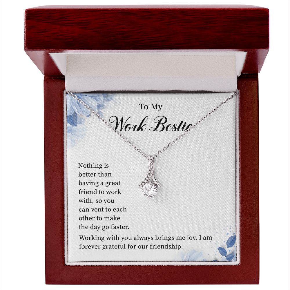 To My Work Bestie Necklace From Co-Work Friends Gift or Office Co Worker and Colleague Sentimental Gold Necklace With Massage card