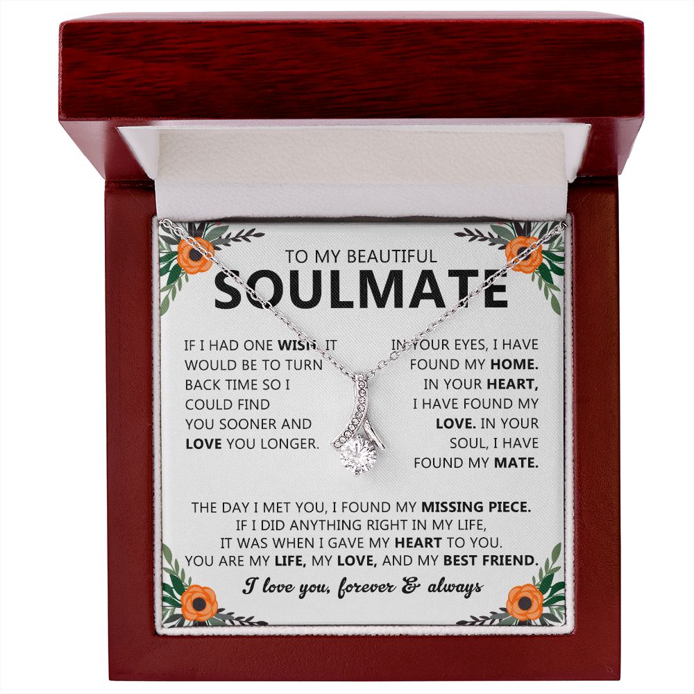 To My Beautiful Soulmate Necklace Gift for Her with Message Card and Box
