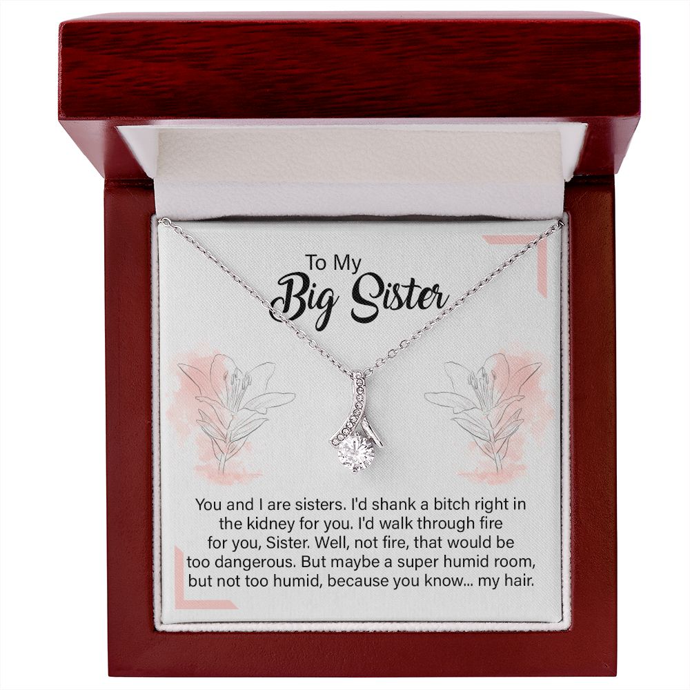 Big Sister Necklace Gift with Hilarious Quote Card