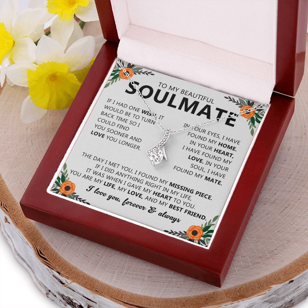 Soulmate Drop Pendant Necklace with Love Card