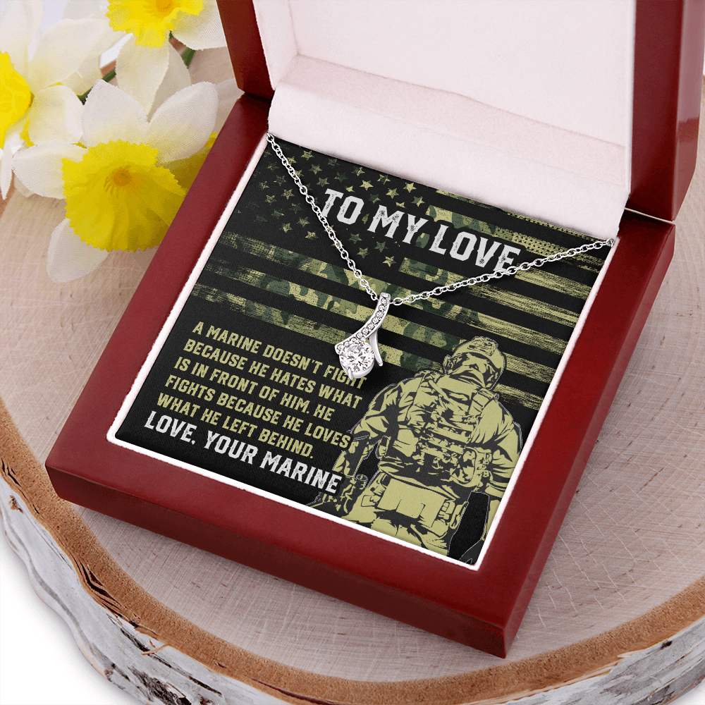 Marine Necklace Gift to Love with Patriotic Message