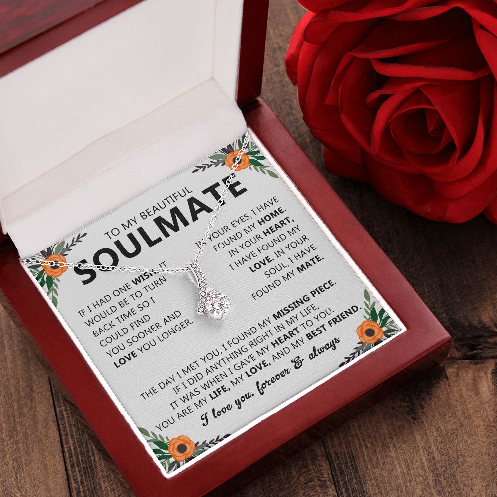 Soulmate Drop Pendant Necklace with Love Card