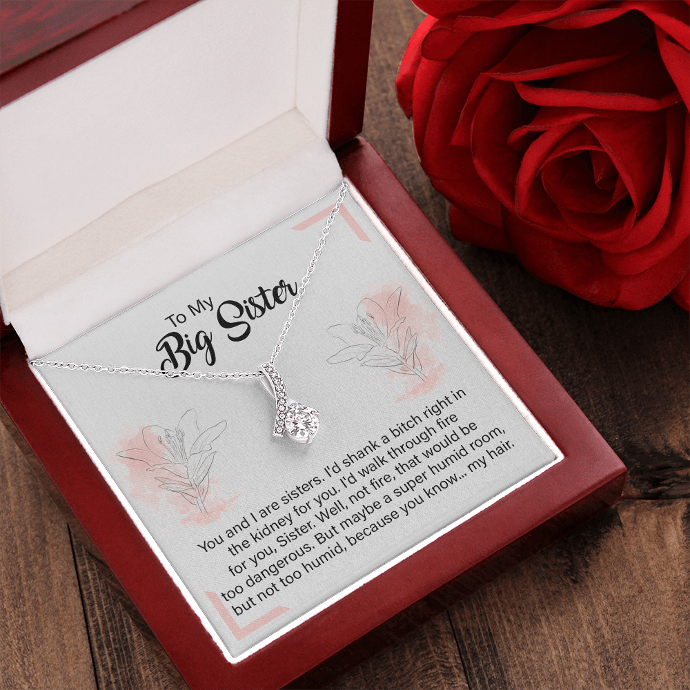Big Sister Necklace Gift with Hilarious Quote Card