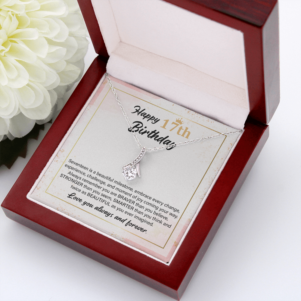 17th Birthday Necklace Gift with Loving Message Card
